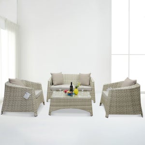 그네와파라솔 에메랄드 4인소파세트 알루미늄 라탄 야외의자 소파