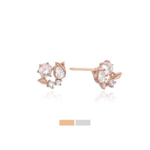 [탄생석] 4월 화이트큐빅 튤립 귀걸이 (OTS149V07B)