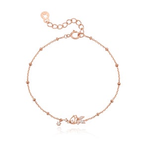 [주문제작] 4월 화이트 큐빅 튤립 큐빅참 로즈골드 팔찌OTB148V09BPW