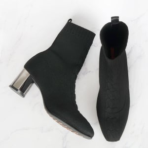 Knit span boots 미러굽 니트 스판 삭스 앵클 부츠 성수동 고급 여성 수제화