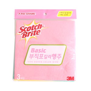 3M 스카치브라이트 부직포 칼라 주방 행주 3매입