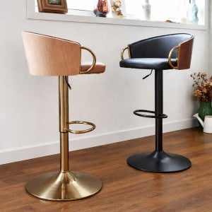 체어팩토리 머그 회전바텐 높이조절 업소용 레스토랑 고급 바텐의자 내추럴 검정다리