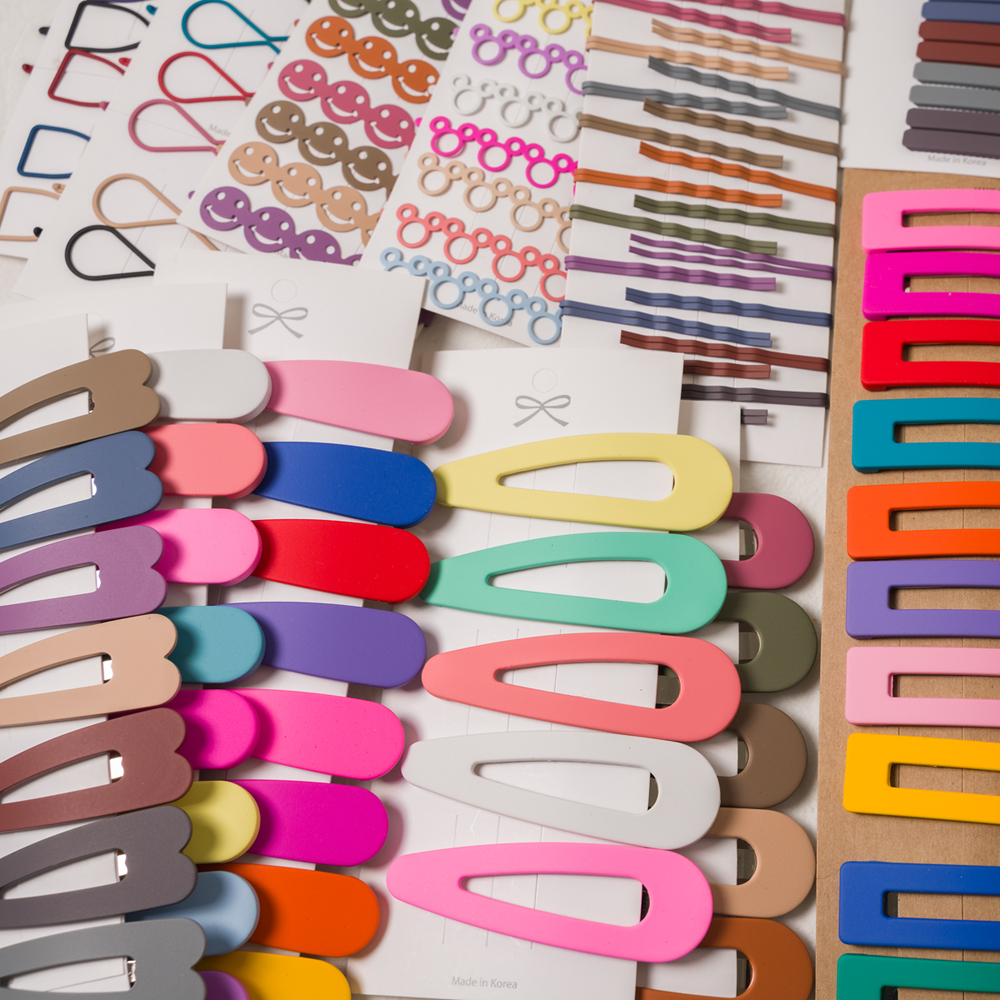 59종 똑딱핀 무광 삼각 사각 라운드 왕똑딱핀 유아 여아 실핀 헤어핀 모음