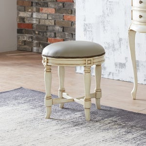 화장대의자 원형 화이트 원목 스툴