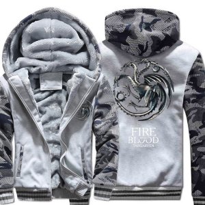 게임 오브 스론즈 후드 화재 및 블러드 하우스 타가리엔 프린트 3D 재킷 남성 2018년 겨울 따뜻한 스웨트 셔츠 힙합 스트리트웨어 코트