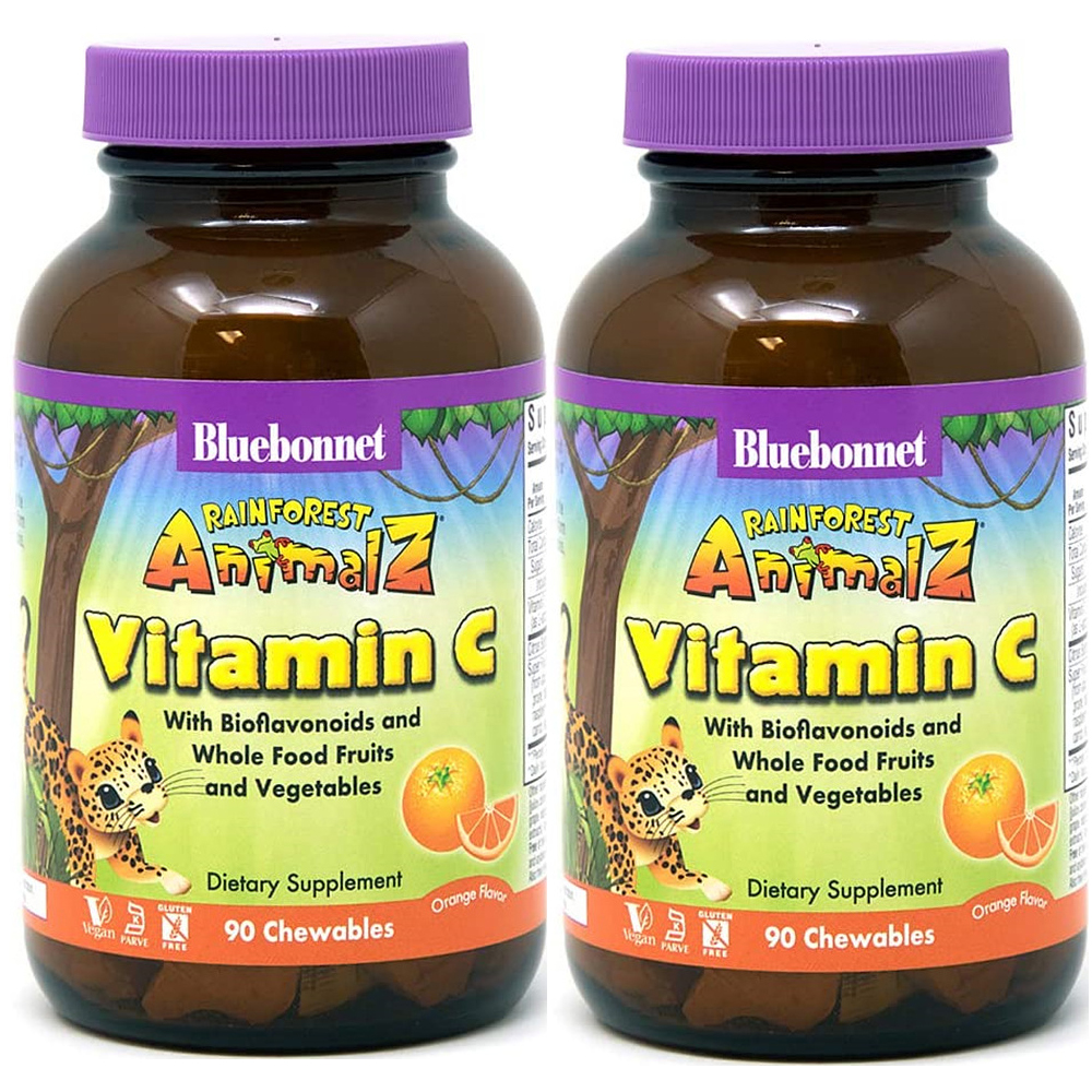 Bluebonnet Rainforest Animalz Vitamin C 블루보넷 <b>레인포레스트 애니멀즈 비타민C</b> 츄어블 90정 2팩