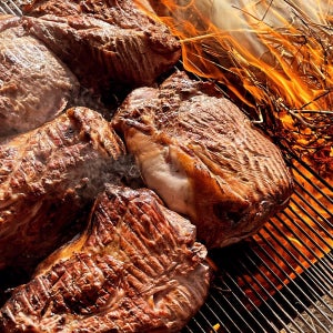 짚불 듀록 목살 초벌 캠핑용 바베큐 돼지목살 400g 짚불연구소 오원곤