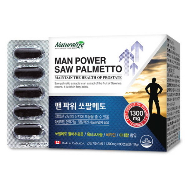 맨파워 쏘팔메토 옥타코사놀 로르산아연180캡슐 50대<b>남성</b> 전립선영양제