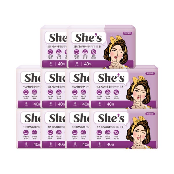 쉬즈 에브리데이 초슬림 팬티라이너 롱형 40Px10팩 총 400매
