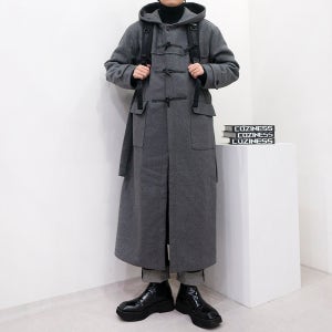 130cm 오버핏 도깨비 울 맥시 발마칸 맥코트 후드 더플 롱 떡볶이 코트