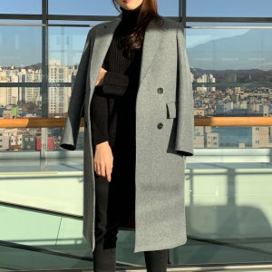 로나 소매 배색 울 컷팅 겨울 연말 코트