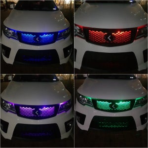 차량용 그릴LED 튜닝 다이 세트 자동차LED용품 레인보우RGB 무선리모컨 무드등