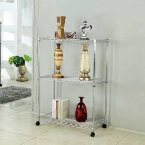 3단 셀프랙 크롬 메탈랙 선반 이동 바퀴 세탁실 틈새 수납장 트롤리 35x60x90