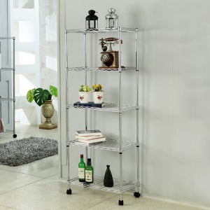 5단 셀프랙 크롬 메탈랙 선반 이동 바퀴 세탁실 틈새 수납장 트롤리 35x60x150