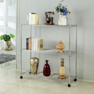 3단 셀프랙 크롬 메탈랙 선반 이동 바퀴 세탁실 틈새 수납장 트롤리 45x90x120