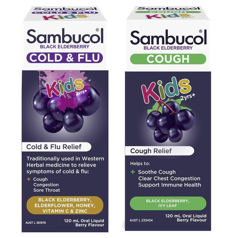 호주 ﻿삼부콜 블랙 엘더베리 <b>콜드</b>앤<b>플루</b>, 기침 키즈 리퀴드 120mL 감기시럽