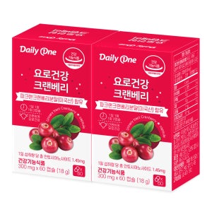 데일리원 요로건강 크랜베리 여성 영양제 300mg X 60캡슐 2통