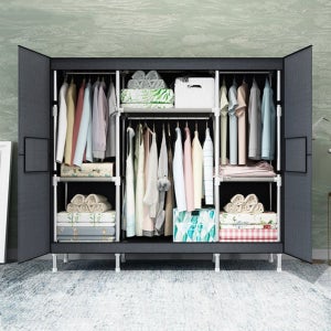 엔조이리빙 간이 옷장 비키니옷장 도어오픈형 여닫이 168 그레이 CL-H168