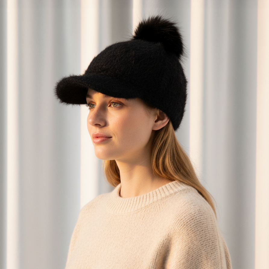 겨울 방한모자 애버딘 방울털 밍크 에코퍼 앙고라 귀달이캡 여성 모자