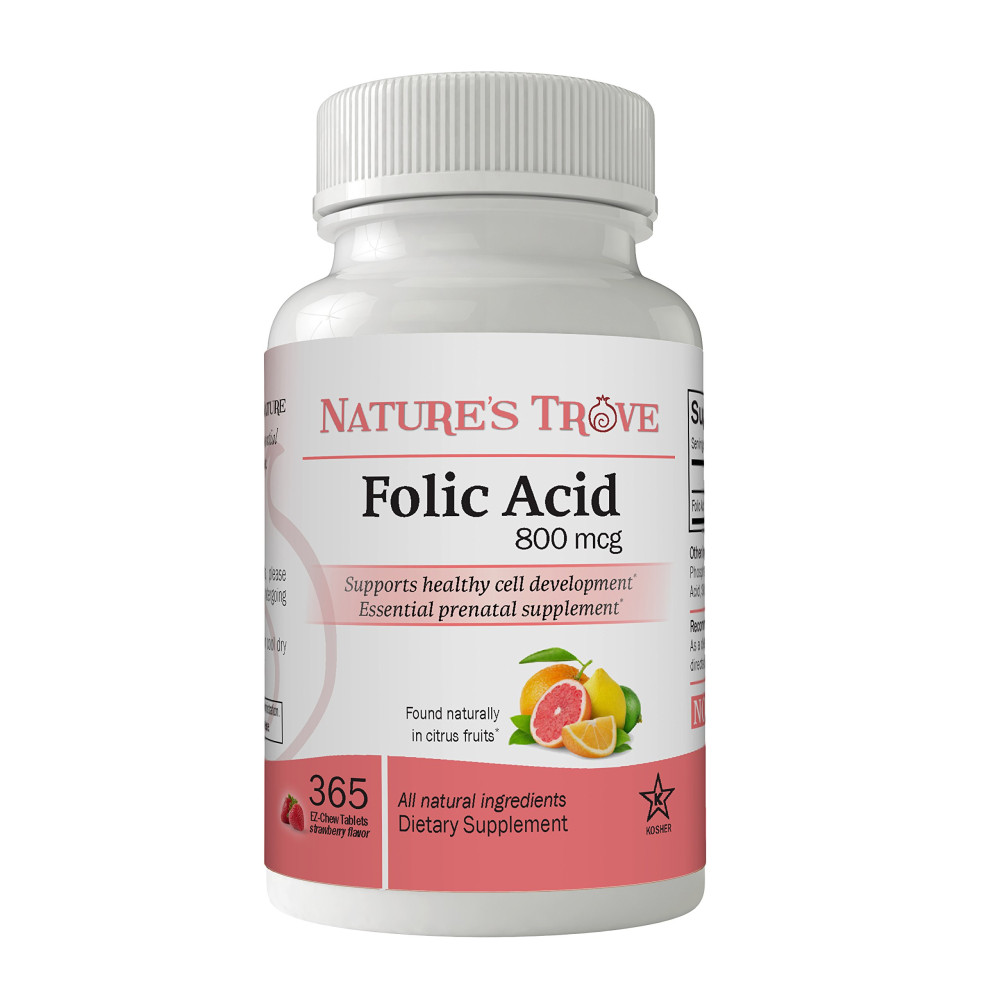 Natures Trove Folic Acid <b>엽산</b> 800mcg 365츄잉정