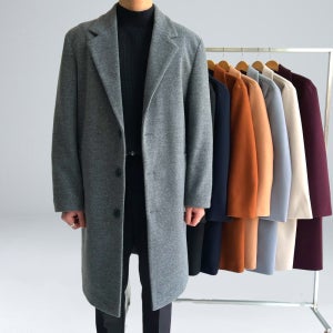 남자 코트 겨울 울 캐시미어 싱글 오버핏 하프 반코트