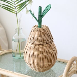 라탄 서양배 수납 장난감바구니 바스켓 정리 라탄트레이 원형 옷 과일 소