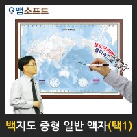 맵소프트 블루 세계백지도/블루 우리나라백지도 중형 일반 액자 (택1)