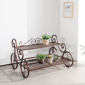 [공장직판] 인퍼니처 철제화분대 화분다이 진열대 정리대 철재 받침대 선반 다육이선반 2단