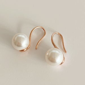 실버925 스와 심플 진주 드롭 귀걸이