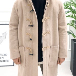 오버핏 헤링본 누빔 울 더플코트