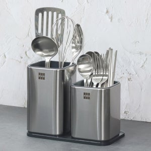 NHB UNIQUE 스테인레스 사각 물빠짐 수저통 수저정리함 조리도구통 세트
