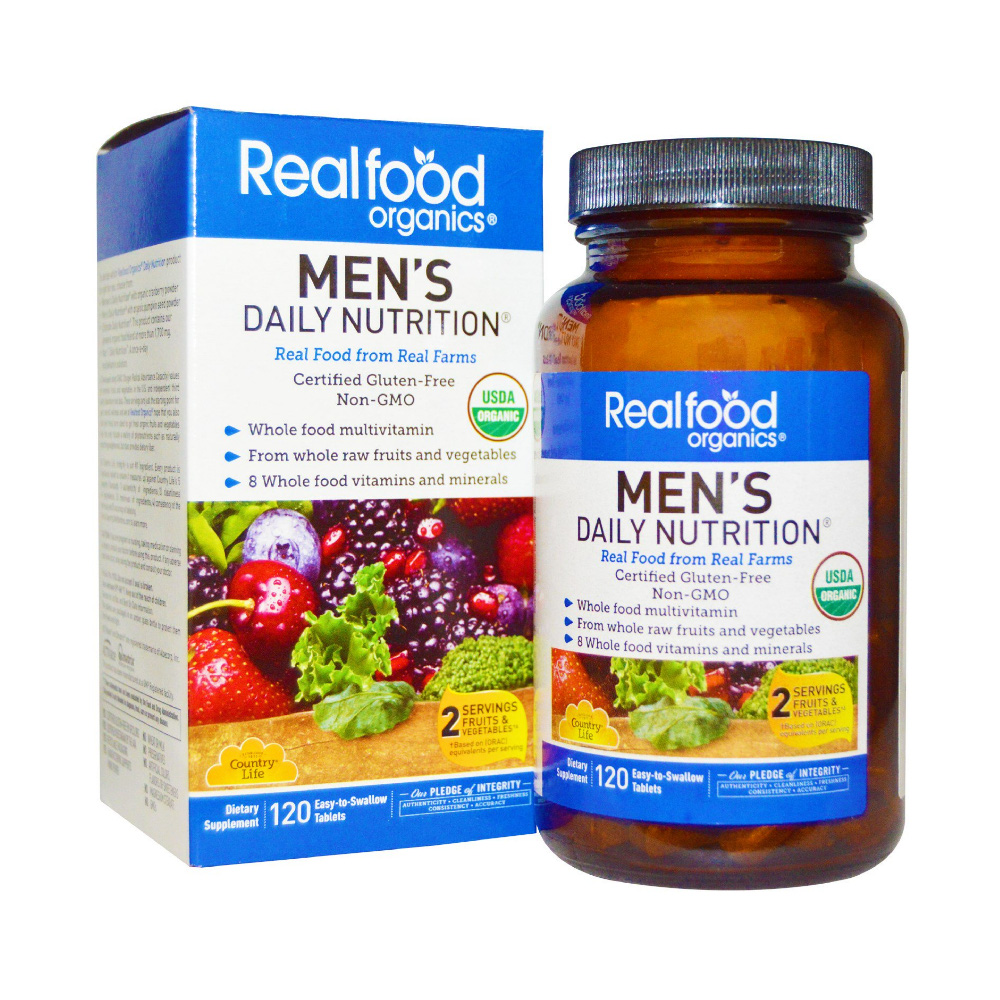 Country Life 컨트리 라이프 리얼푸드 오가닉 <b>남성</b> 멀티비타민 120정 Realfood Organics <b>Men</b>’s <b>Daily Nutrition</b> Multivitamin