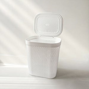 뚜껑 있는 빨래통 대용량 메쉬 세탁 빨래 바구니 화이트 대형