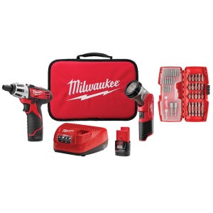 밀워키 2482-22 12V 전동드라이버 손전등 비트 세트