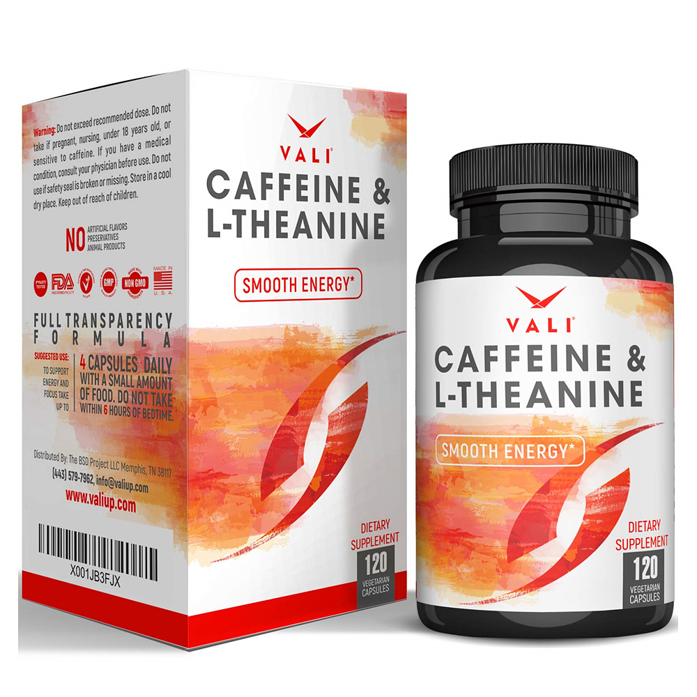 [120일분]VALI Caffeine with L-<b>Theanine</b> <b>발리</b> L<b>테아닌</b> 베지 캡슐