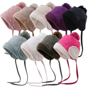 찬스ChanS 귀달이모자 방울털 겨울 니트 여자 방한모 여성 패딩 모자 AN-K39