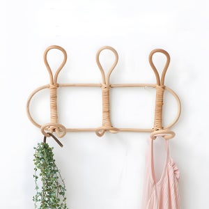 포크 라탄 벽옷걸이 모자걸이 가방 벽걸이행거 후크 정리 보관 넥타이