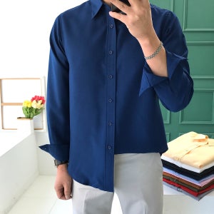 남자 셔츠 링클프리 무지 캐주얼 와이셔츠 기본남방