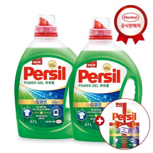 [세제300ml증정] 헨켈 9중효소 세탁세제 퍼실 딥클린 파워젤 2.7L 2개