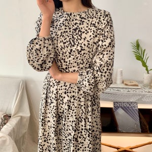 레오파드 핀턱 호피 롱원피스