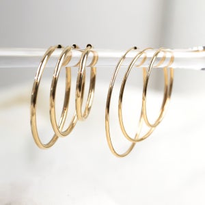 14k 18k 파이프 링 데일리 귀걸이 2.5cm 3cm 3.5cm