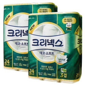 크리넥스 데코소프트 3겹 24롤x2개 두루마리 휴지