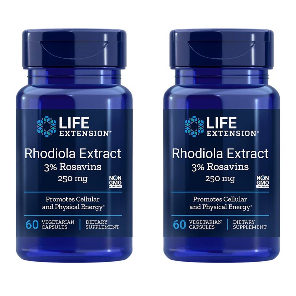 Life Extension Rhodiola Extract 3% Rosavins 라이프익스텐션 로디올라 추출물 250mg 60 베지 캡슐 (2팩)
