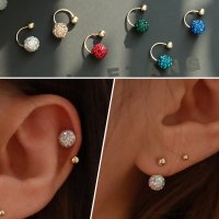 14K 골드 큐빅볼 컬러볼 드롭 피어싱 귀걸이 10color (6mm)