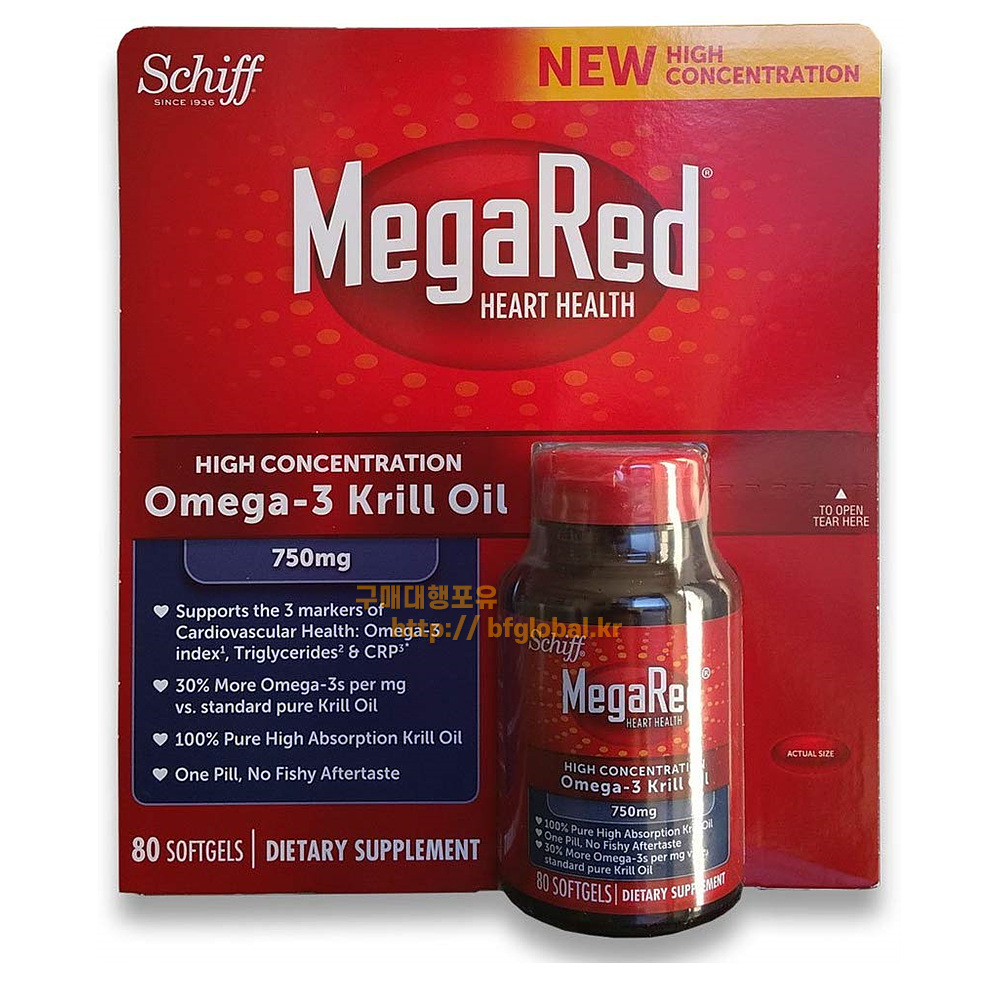 <b>Schiff</b> MegaRed Krill Oil High Concentration 750mg <b>쉬프</b> 메가드 크릴 오일 고농도 750mg 소프트젤 80정