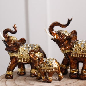 삼재막이 황금 코끼리 장식 3p 풍수 인테리어 장식품 재물복 개업선물 집들이선물