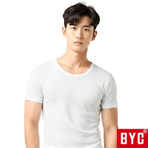BYC 순면 남성 반팔 런닝 티셔츠 남자 티반 흰색 기본 베이직 이너웨어 비와이씨 주니어 90~110 BYC1903
