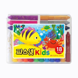 [아모스 공식몰] 파스넷 키즈 크레파스 18색