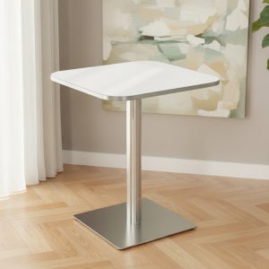 체어센스 예쁜 카페테이블 실버 사각 화이트 실버엣지 둥근모서리 600x600 홈카페