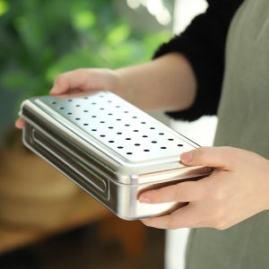 스텐 물빠짐 사각 수저함 뚜껑 수저보관함 타공 수저통